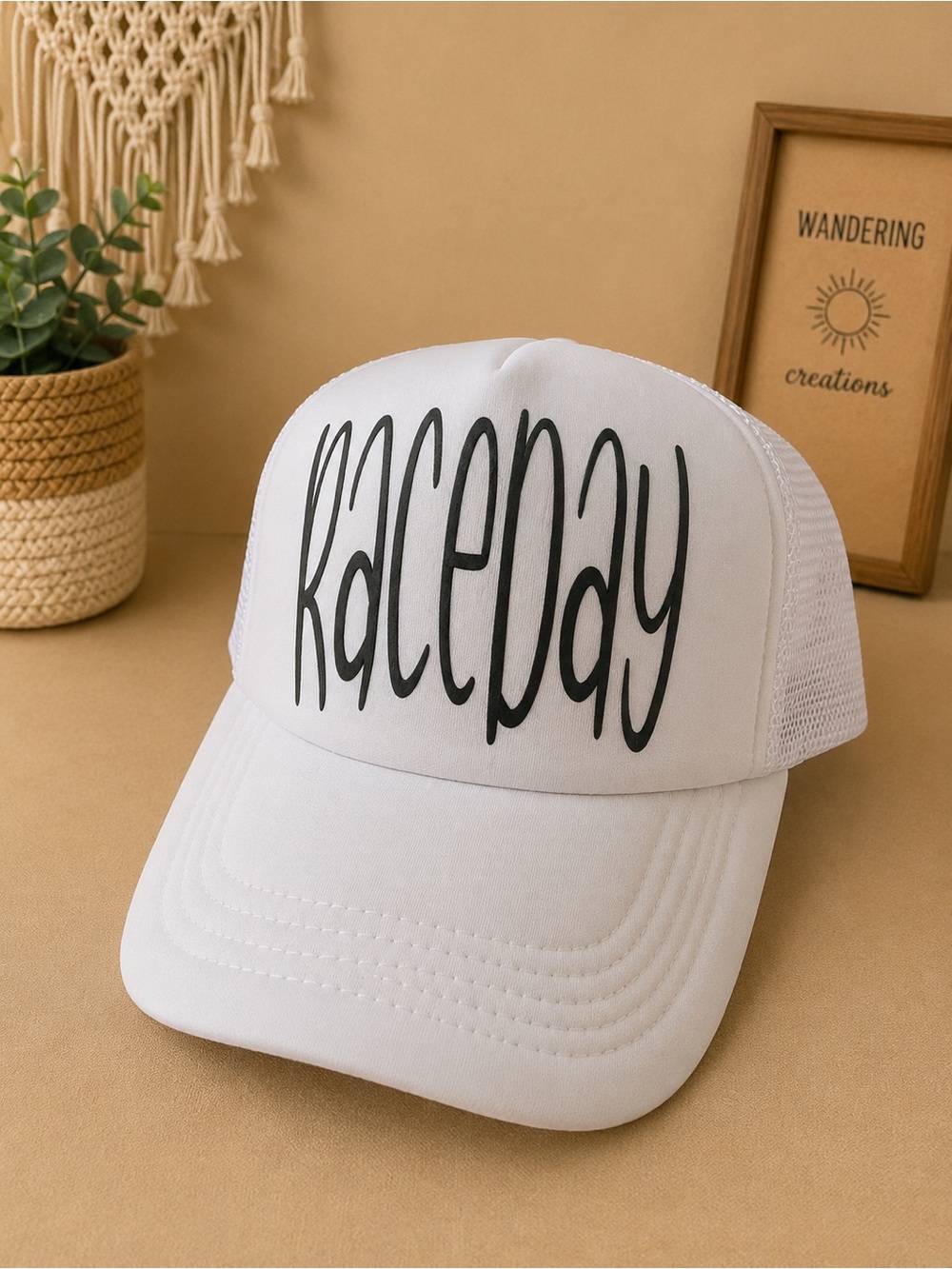 White "Raceday" Trucker Hat